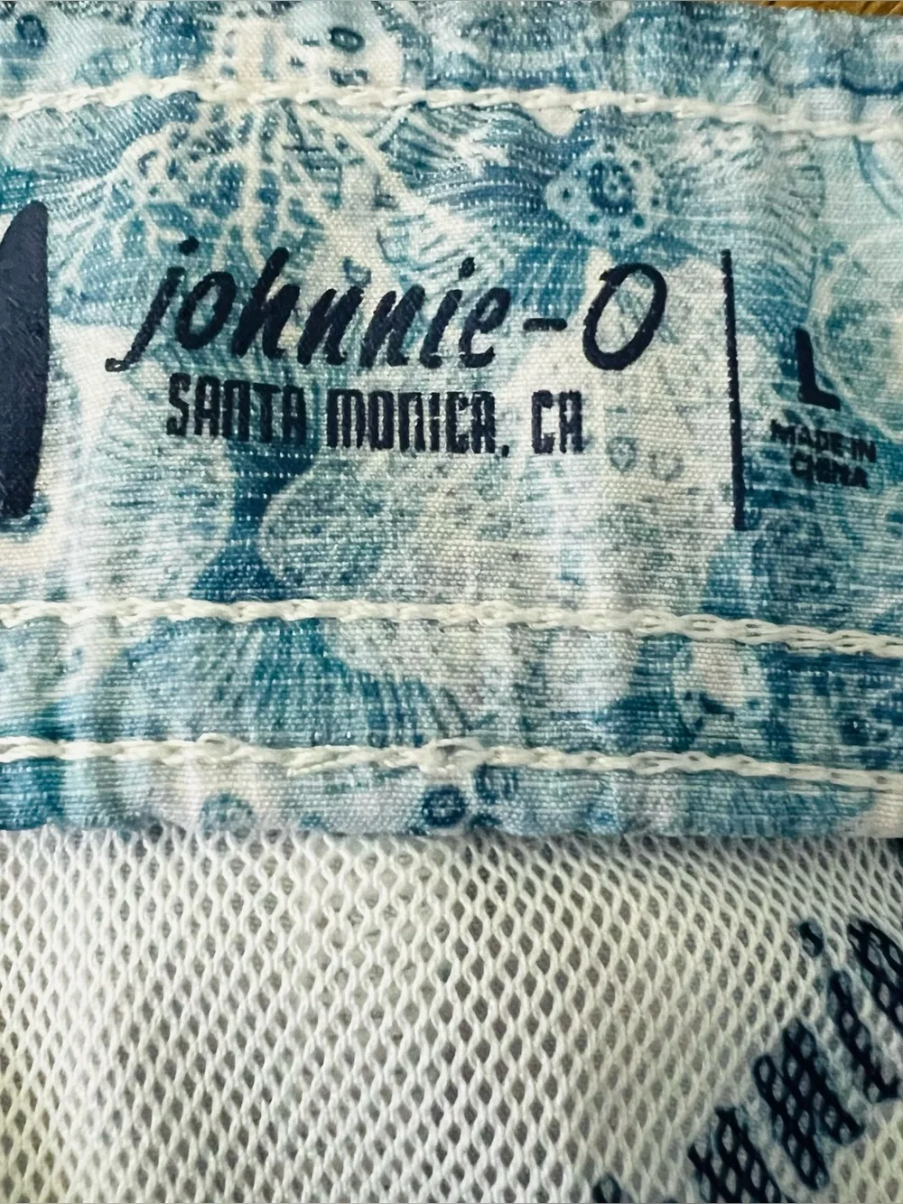 Johnnie-O 7” Half Elastic Galley/Gulf Blue  Swim Trunks L